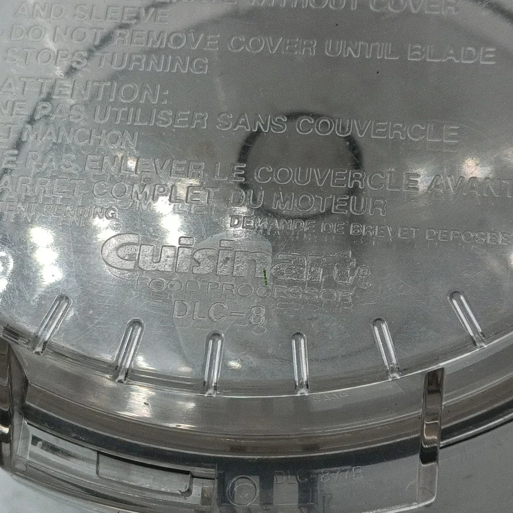 Cuisinart DLC-8 Food Processor Work Bowl Lid Chute Pusher OEM DLC-877B Clear